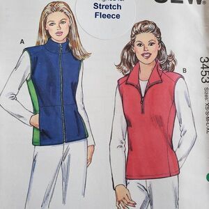 00s Kwik Sew Pattern 3453 Uncut Fleece Zip Up Pullover Vest XS S M L XL